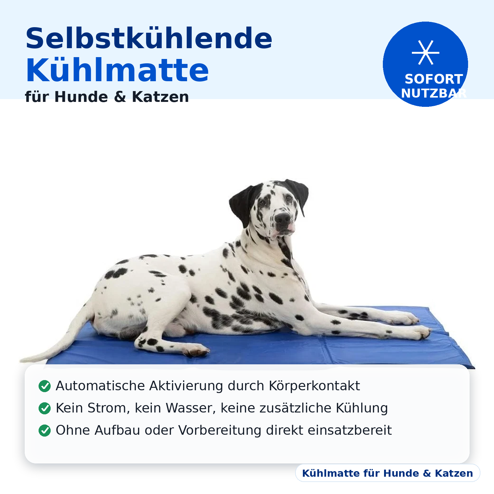 Kühlmatte für Hunde und Katzen 90 × 50 cm, selbstkühlend ohne Strom, wiederverwendbare Haustiermatte für Auto & Zuhause