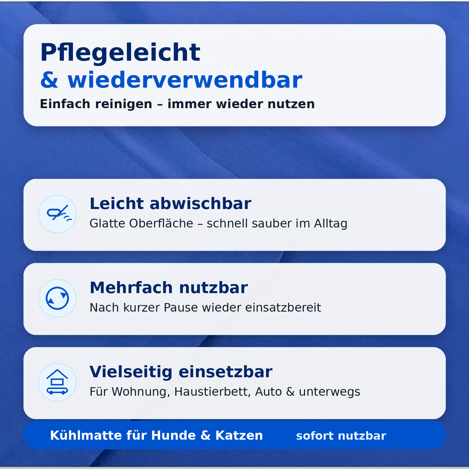Kühlmatte für Hunde und Katzen 90 × 50 cm, selbstkühlend ohne Strom, wiederverwendbare Haustiermatte für Auto & Zuhause