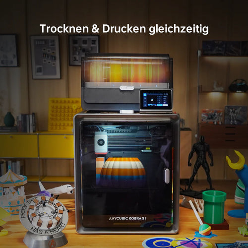 Anycubic Kobra S1 Combo 3D-Drucker CoreXY 600 mm/s Mehrfarbdruck bis 8 Farben mit ACE Pro Filamenttrocknung LeviQ 3.0 Druckvolumen 250x250x250 mm