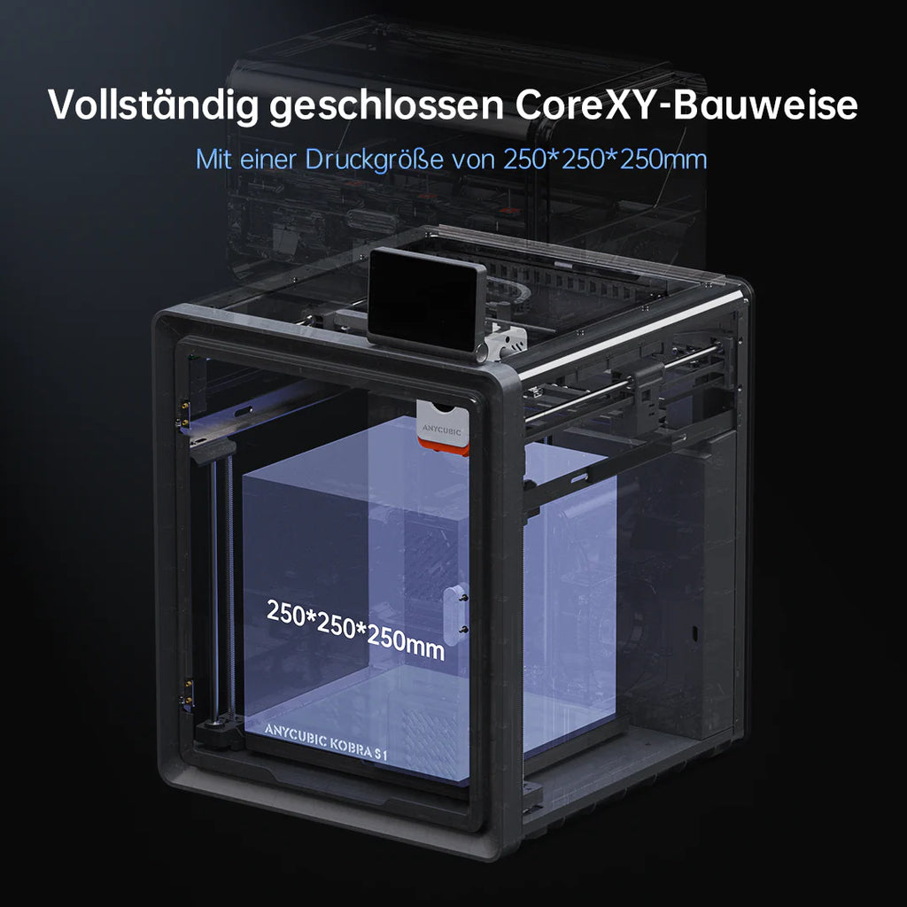 Anycubic Kobra S1 Combo 3D-Drucker CoreXY 600 mm/s Mehrfarbdruck bis 8 Farben mit ACE Pro Filamenttrocknung LeviQ 3.0 Druckvolumen 250x250x250 mm