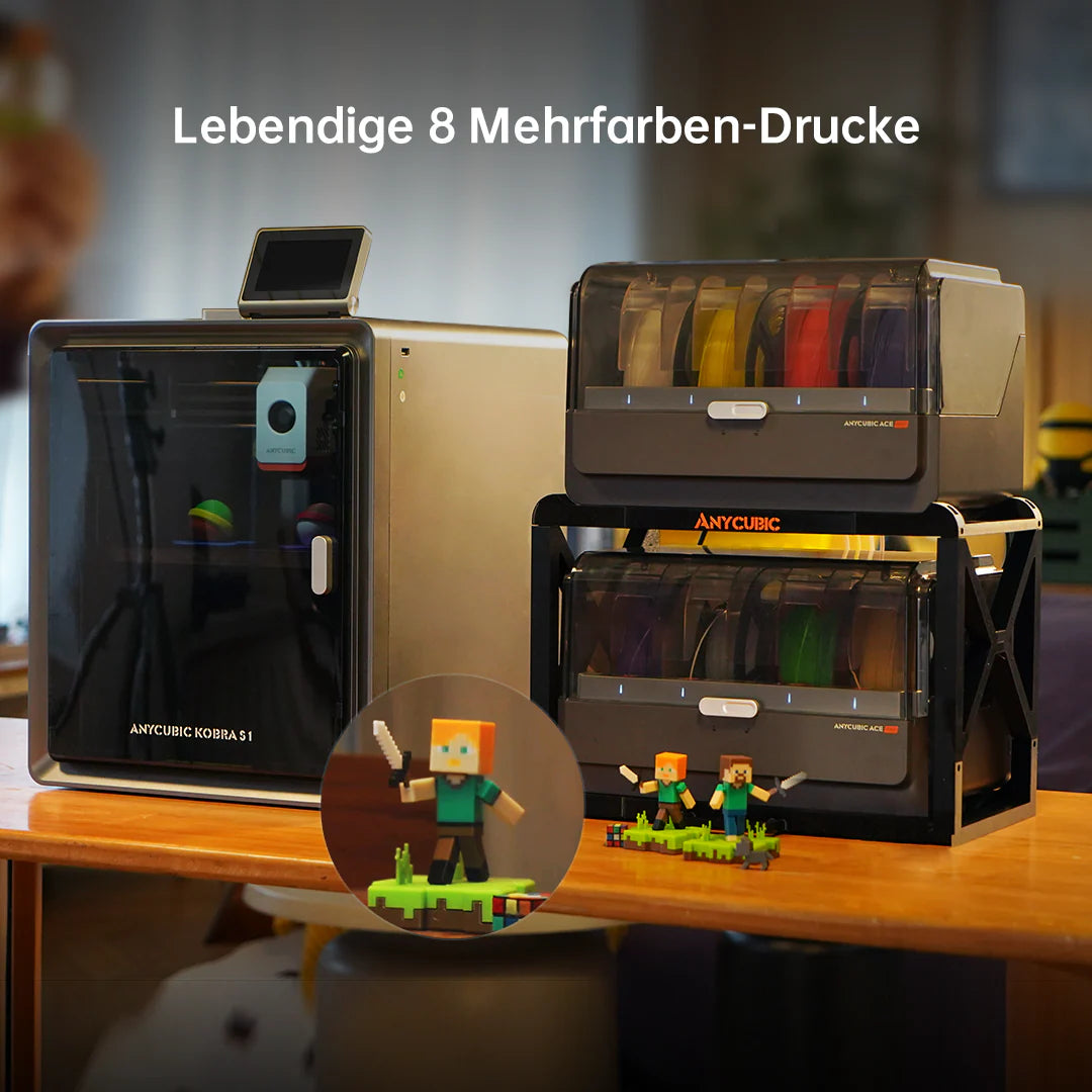 Anycubic Kobra S1 Combo 3D-Drucker CoreXY 600 mm/s Mehrfarbdruck bis 8 Farben mit ACE Pro Filamenttrocknung LeviQ 3.0 Druckvolumen 250x250x250 mm