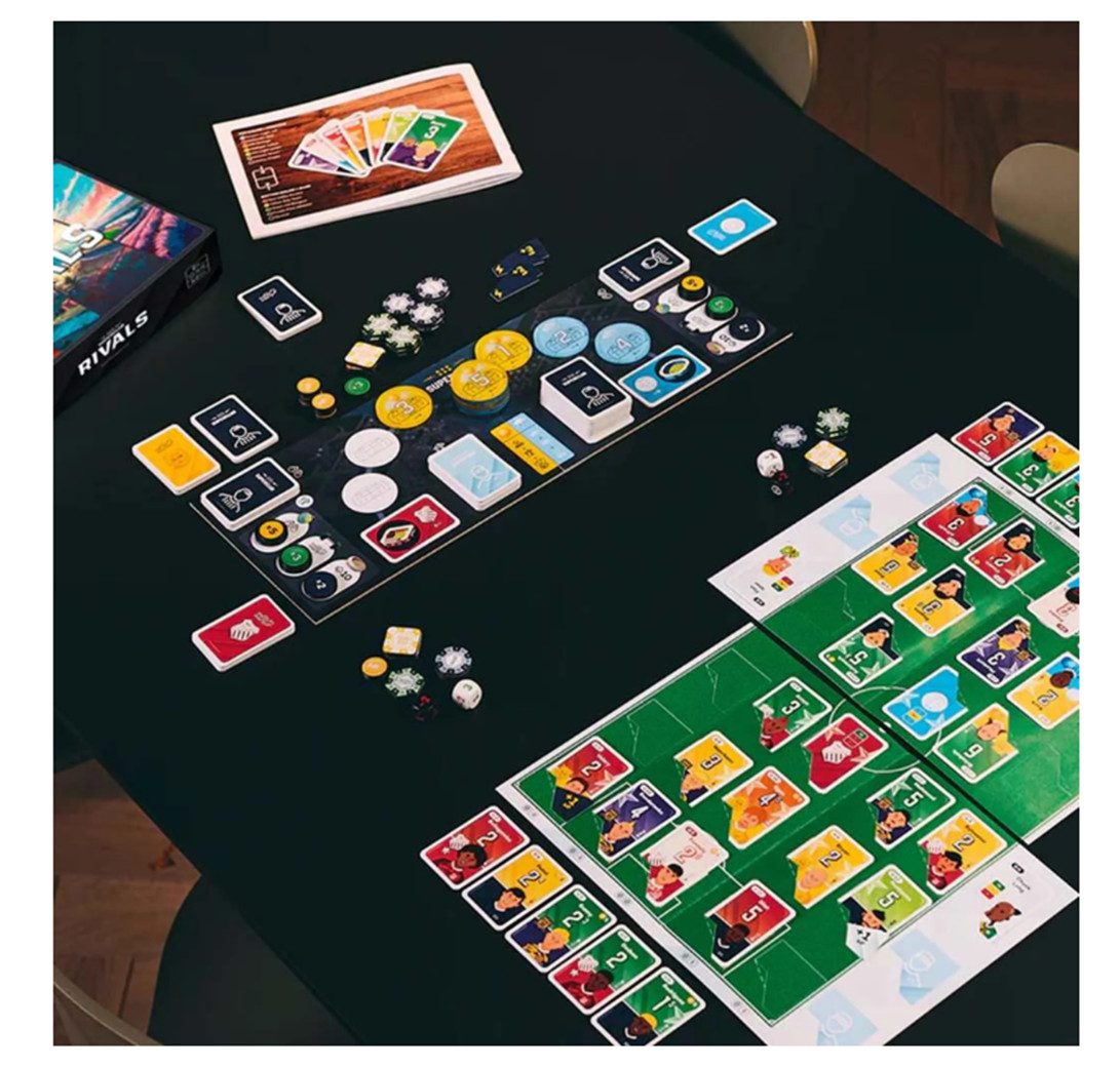 Superclub Rivals Fussball Manager Brettspiel für 2 Spieler Kickstarter Edition inkl Diamond Cards Strategiespiel Kartenspiel
