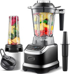 Standmixer 2000 W Amzchef ZM5003 Hochleistungsmixer mit 1,85 L Behälter und 600 ml Mixflasche, 6 Edelstahlklingen, 22.000 U/min, 4 Programme, BPA frei, LED Display