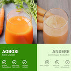 Aobosi Slow Juicer AMR520 Kaltentsafter mit 8-stufiger Schnecke 95 % Saftausbeute 55 mm Einfüllschacht leiser 150 W Motor BPA-frei für Obst und Gemüse