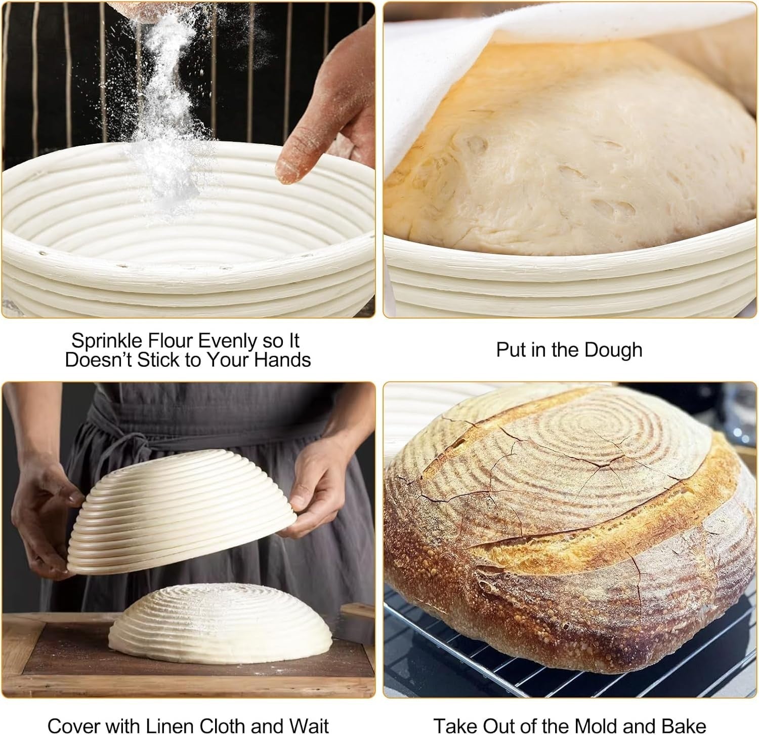 Gärkorb rund Rattan 23 cm Brotgärkorb Brotkorb für Sauerteig Brotbacken Banneton