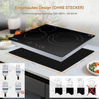 AMZCHEF Glaskeramikkochfeld autark 3 Kochzonen 5400W 9 Leistungsstufen mit Timer Kindersicherung Restwärmeanzeige Überhitzungsschutz 59x52 cm