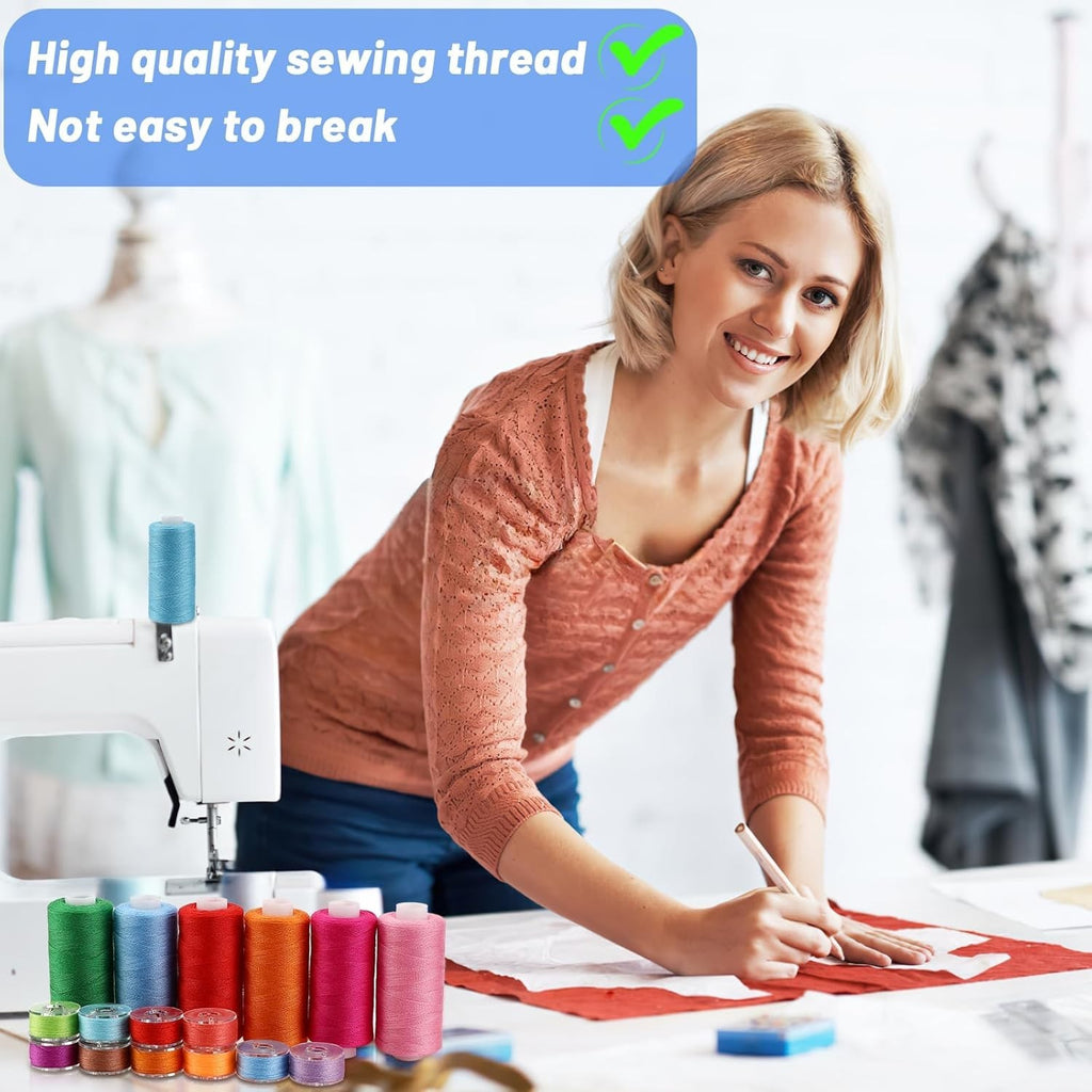 Nähgarn Set 72‑teilig 36 Farben 400 m Polyester Nähgarn für Nähmaschine reißfest