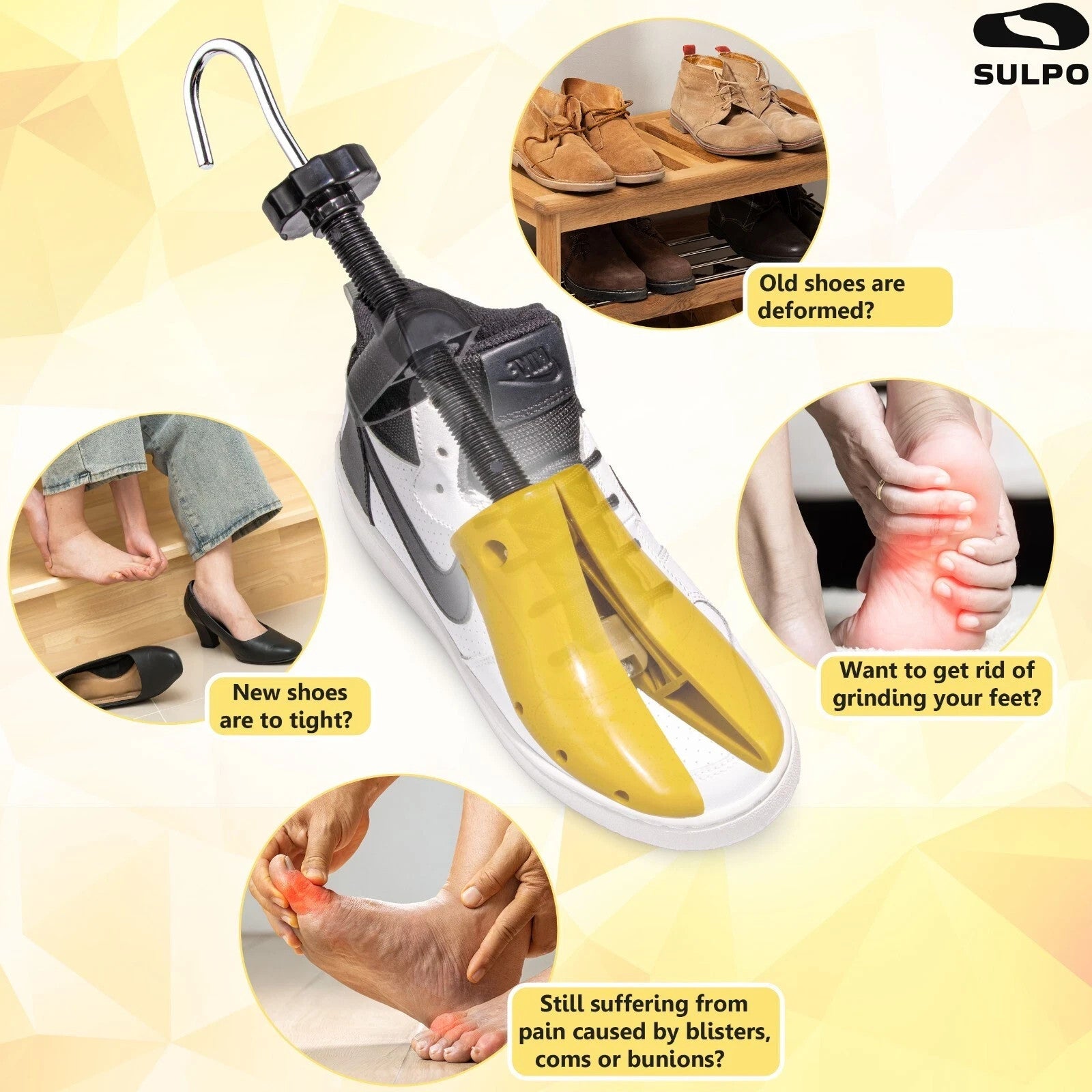 Stretch Schuhspanner 40–47 verstellbar, Schuhdehner Set für enge Schuhe, ABS & Eisen mit Dehnspitzen für Ballenzehen und Druckstellen