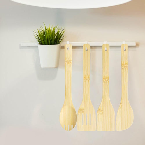 Bambus Küchenutensilien Set 6er Japanischer Bambus Kochlöffel Spatel Kelle für Kochen Braten Servieren