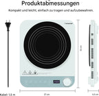 AMZCHEF Induktionskochplatte 2000 W, Einzel Induktionskochfeld mit 10 Stufen, Timer & Glaskeramik