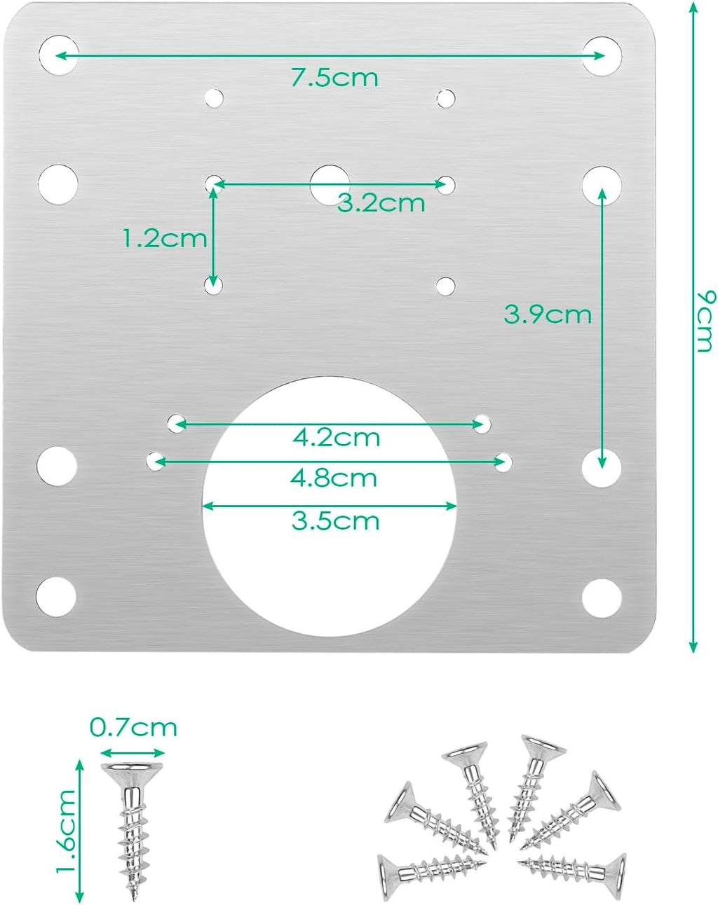 Scharnier Reparaturset 10 Stück 9 x 9 cm, Edelstahl 304 Reparaturplatten für Schrankscharniere, rostfrei & stabil, mit 60 Schrauben für Schranktüren und Möbelreparatur