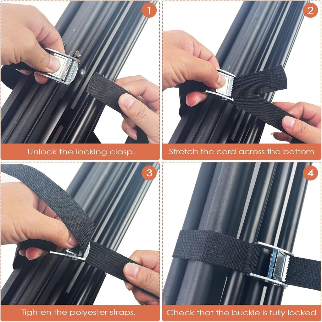 Spanngurte mit Klemmschloss 3m x 25mm Schwarz Spanngurt 4x Set Zurrgurt Ratschen