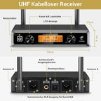 TONOR TW820 Kit Microphones sans Fil 2 Micros Portables Entièrement Métalliques Sans Fil Portée 60m Écran LCD pour Karaoké Mariage Conférence Fête