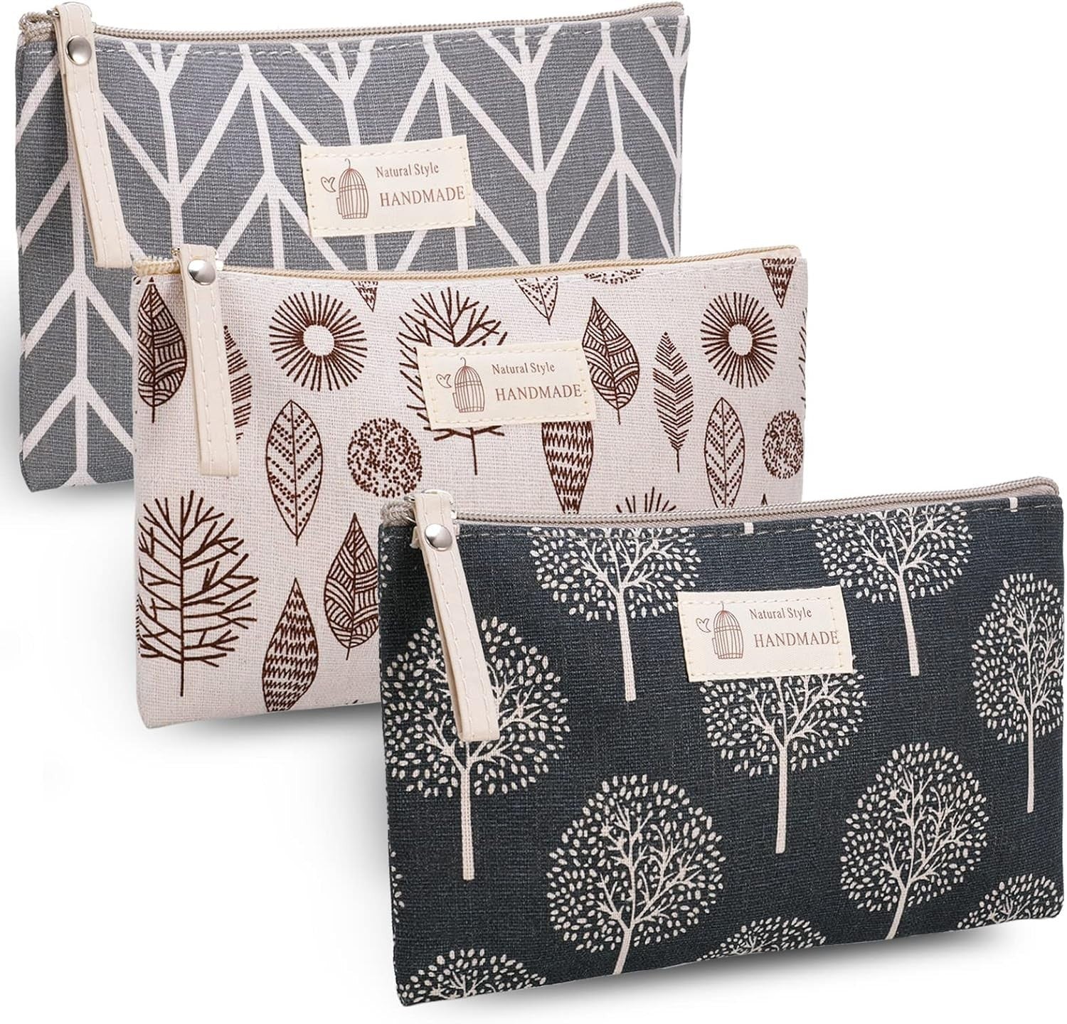 Kosmetiktasche Set Reise Waschtasche Make up Tasche Organizer Canvas 3er Set