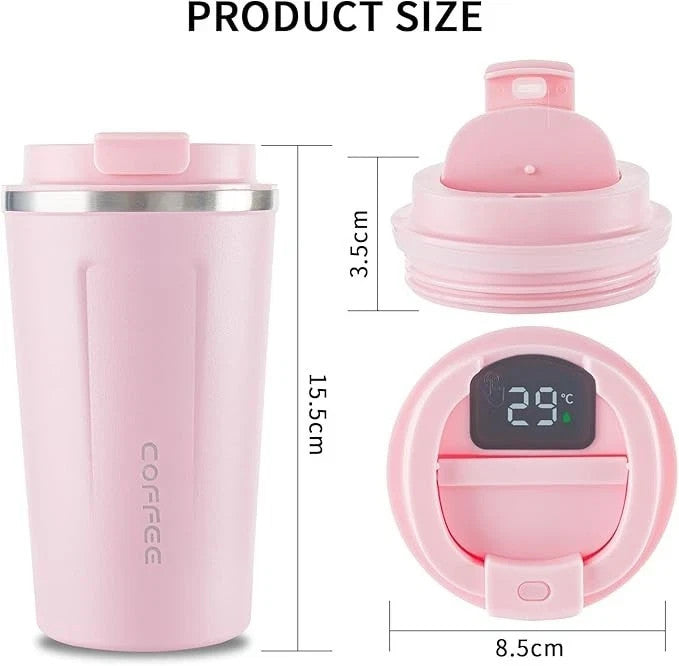 Thermobecher Edelstahl 380 ml mit LED Temperaturanzeige auslaufsicher doppelwandig Vakuum isoliert Coffee to go Becher BPA frei für Büro Auto unterwegs