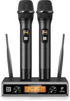 TONOR TW820 Kit Microphones sans Fil 2 Micros Portables Entièrement Métalliques Sans Fil Portée 60m Écran LCD pour Karaoké Mariage Conférence Fête