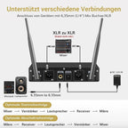 TONOR TW820 Kit Microphones sans Fil 2 Micros Portables Entièrement Métalliques Sans Fil Portée 60m Écran LCD pour Karaoké Mariage Conférence Fête