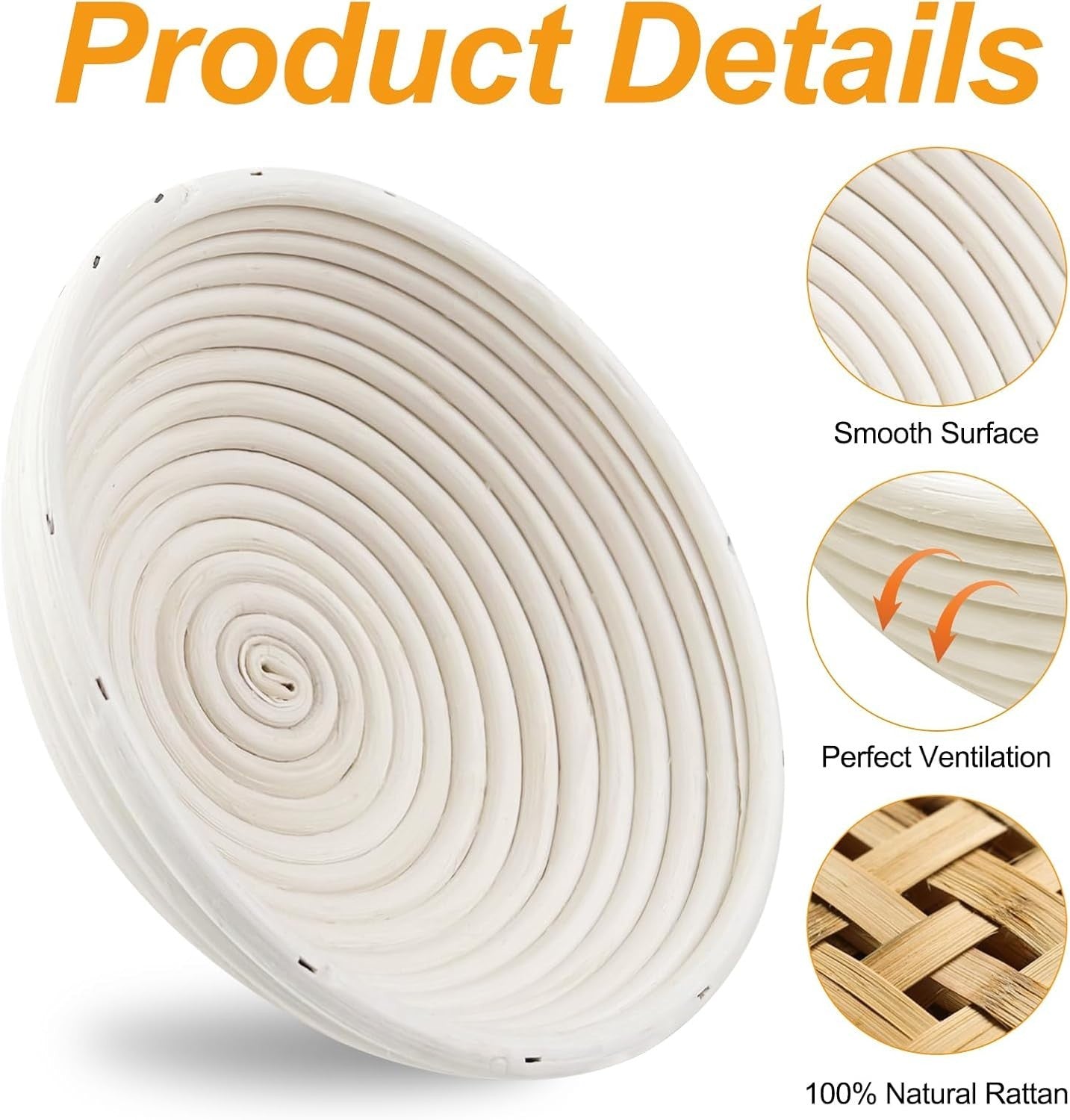 Gärkorb rund Rattan 23 cm Brotgärkorb Brotkorb für Sauerteig Brotbacken Banneton