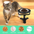 Erhöhter Katzennapf 15° Neigung, Edelstahl Futternapf 12 cm mit ABS Ständer, höhenverstellbar 15–17,5 cm, rutschfest, für Katzen & kleine Hunde