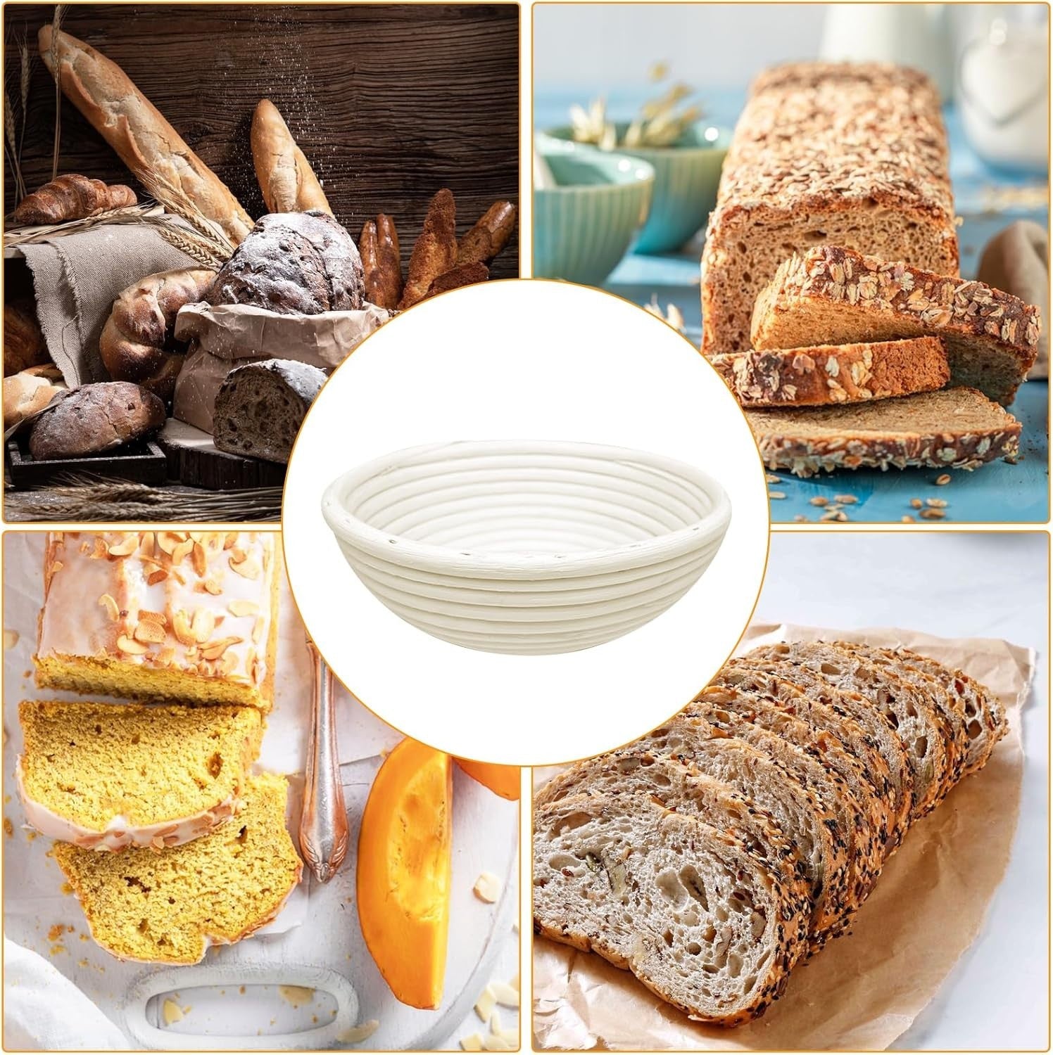 Gärkorb rund Rattan 23 cm Brotgärkorb Brotkorb für Sauerteig Brotbacken Banneton