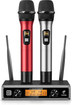 TONOR TW820 Kit Microphones sans Fil 2 Micros Portables Entièrement Métalliques Sans Fil Portée 60m Écran LCD pour Karaoké Mariage Conférence Fête
