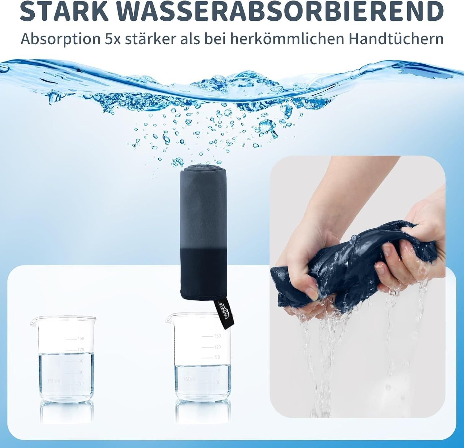 Pameil Mikrofaser Handtuch 3er Set Reisehandtuch Fitness Sauna Strand Yoga
