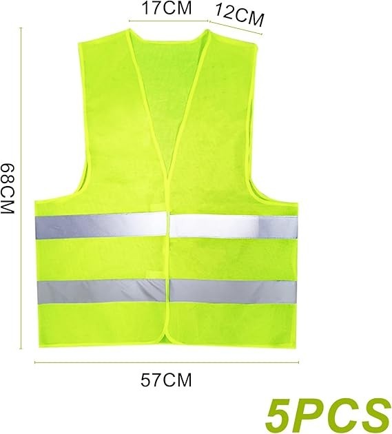 Warnweste Sicherheitsweste Arbeitsweste 5x Grün Reflexstreifen Reflektierend