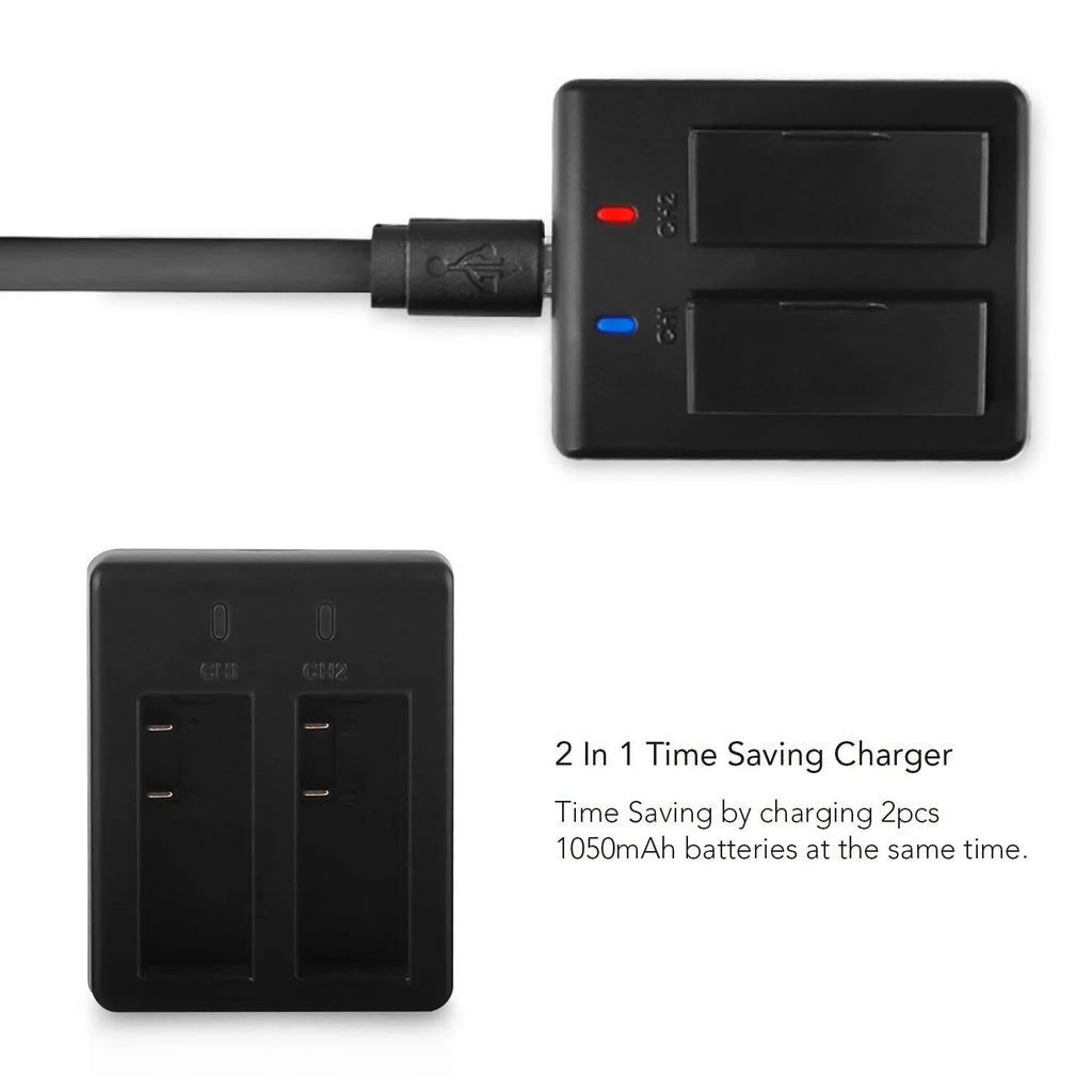 Victure CS8060 Action Kamera Akkus 1050 mAh Lithium-Ionen Dual-Ladegerät Komp.