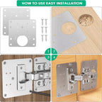 Scharnier Reparaturset 10 Stück 9 x 9 cm, Edelstahl 304 Reparaturplatten für Schrankscharniere, rostfrei & stabil, mit 60 Schrauben für Schranktüren und Möbelreparatur