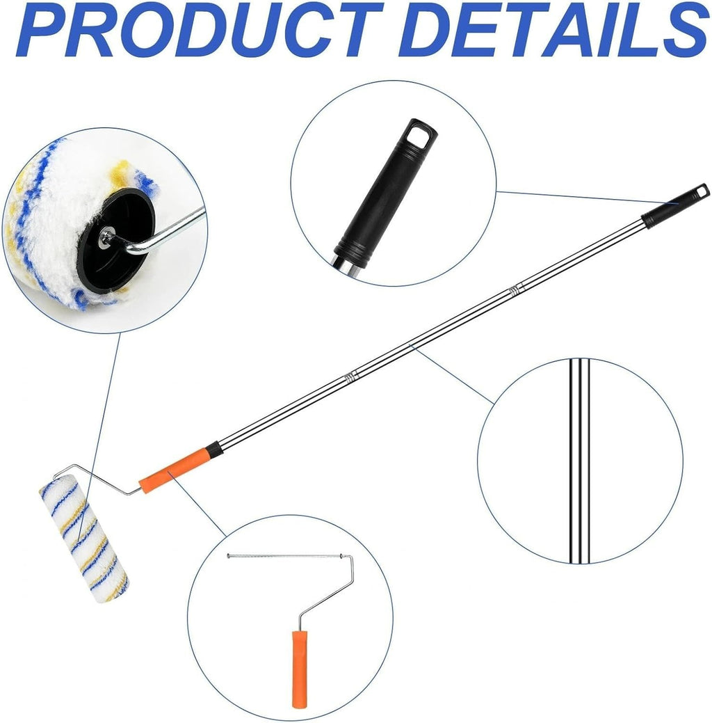 Farbroller Malerrolle mit Teleskopstange Malerwalze Profi Maler Set Edelstahl