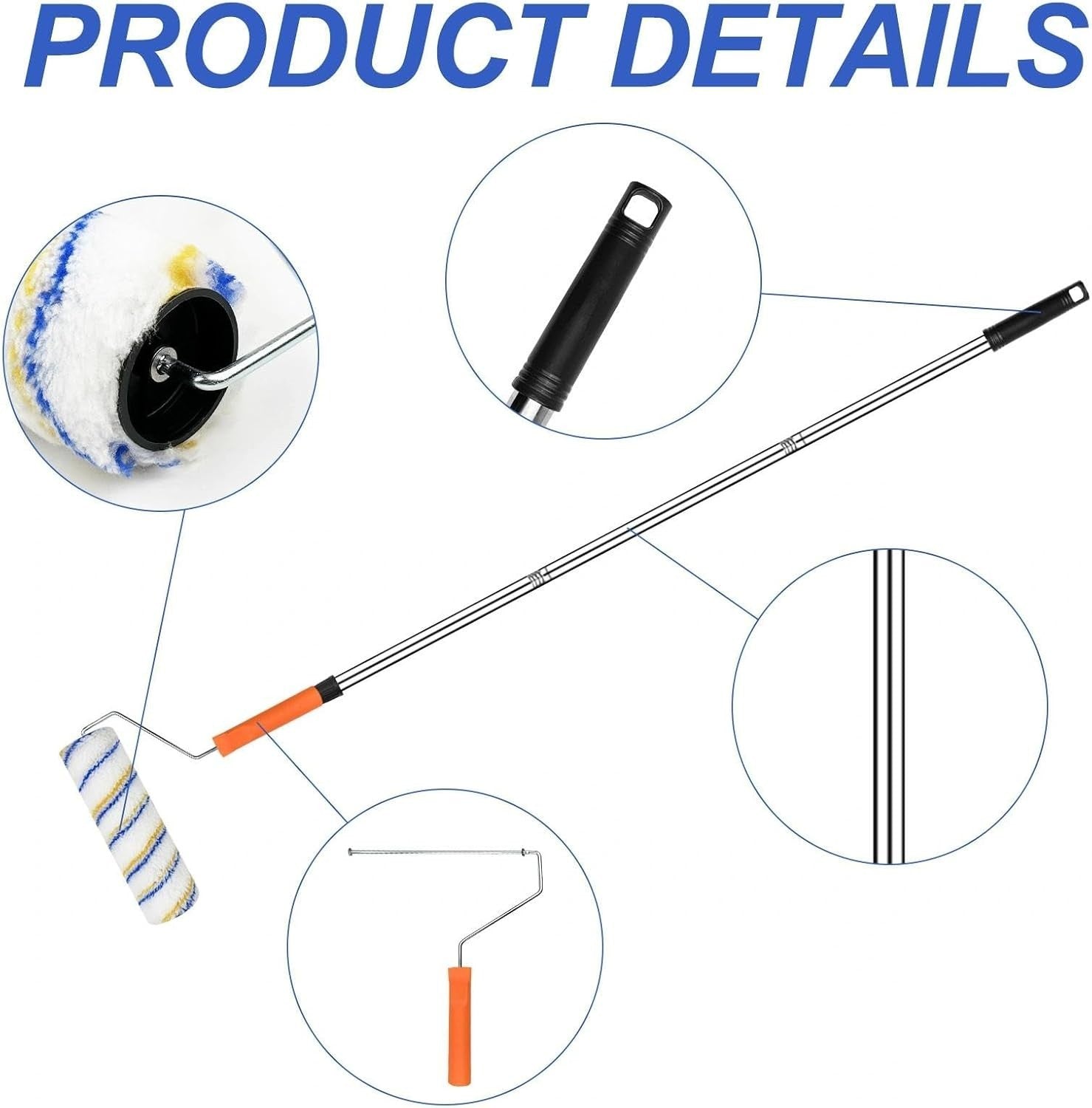 Farbroller Malerrolle mit Teleskopstange Malerwalze Profi Maler Set Edelstahl