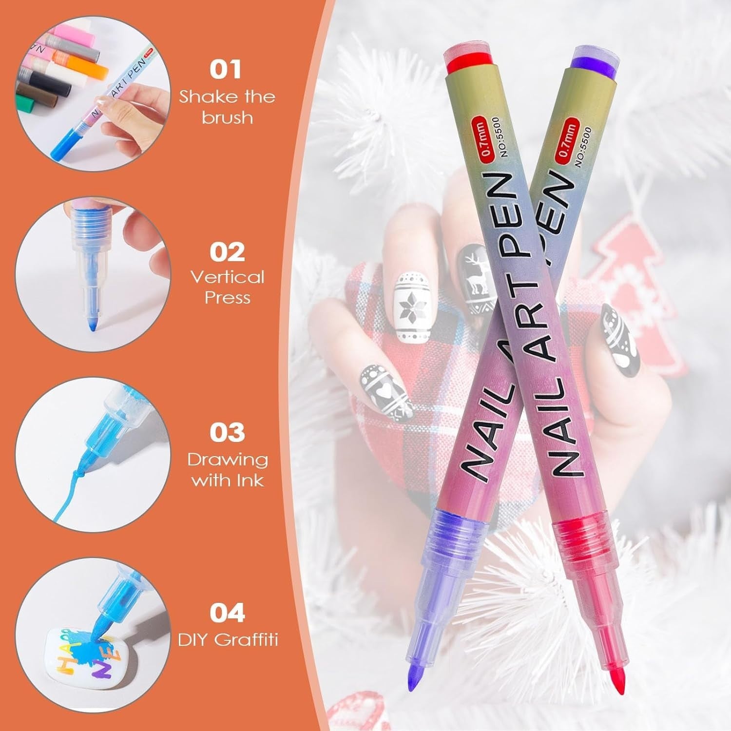 12x Nail Art Pen Set 3D Nageldesign Stifte DIY Maniküre Marker Nägel Farben