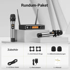 TONOR TW820 Kit Microphones sans Fil 2 Micros Portables Entièrement Métalliques Sans Fil Portée 60m Écran LCD pour Karaoké Mariage Conférence Fête