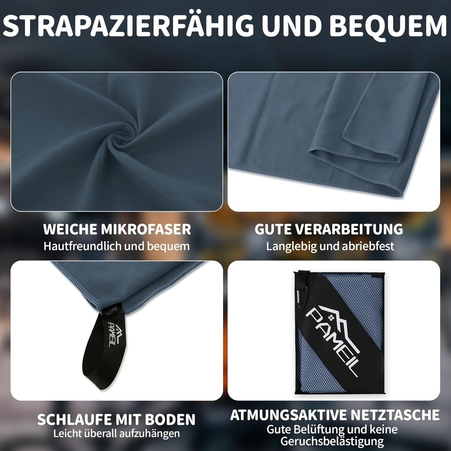 Pameil Mikrofaser Handtuch 3er Set Reisehandtuch Fitness Sauna Strand Yoga