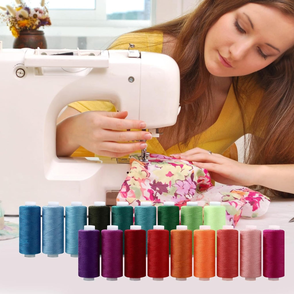 Nähgarn Set 72‑teilig 36 Farben 400 m Polyester Nähgarn für Nähmaschine reißfest