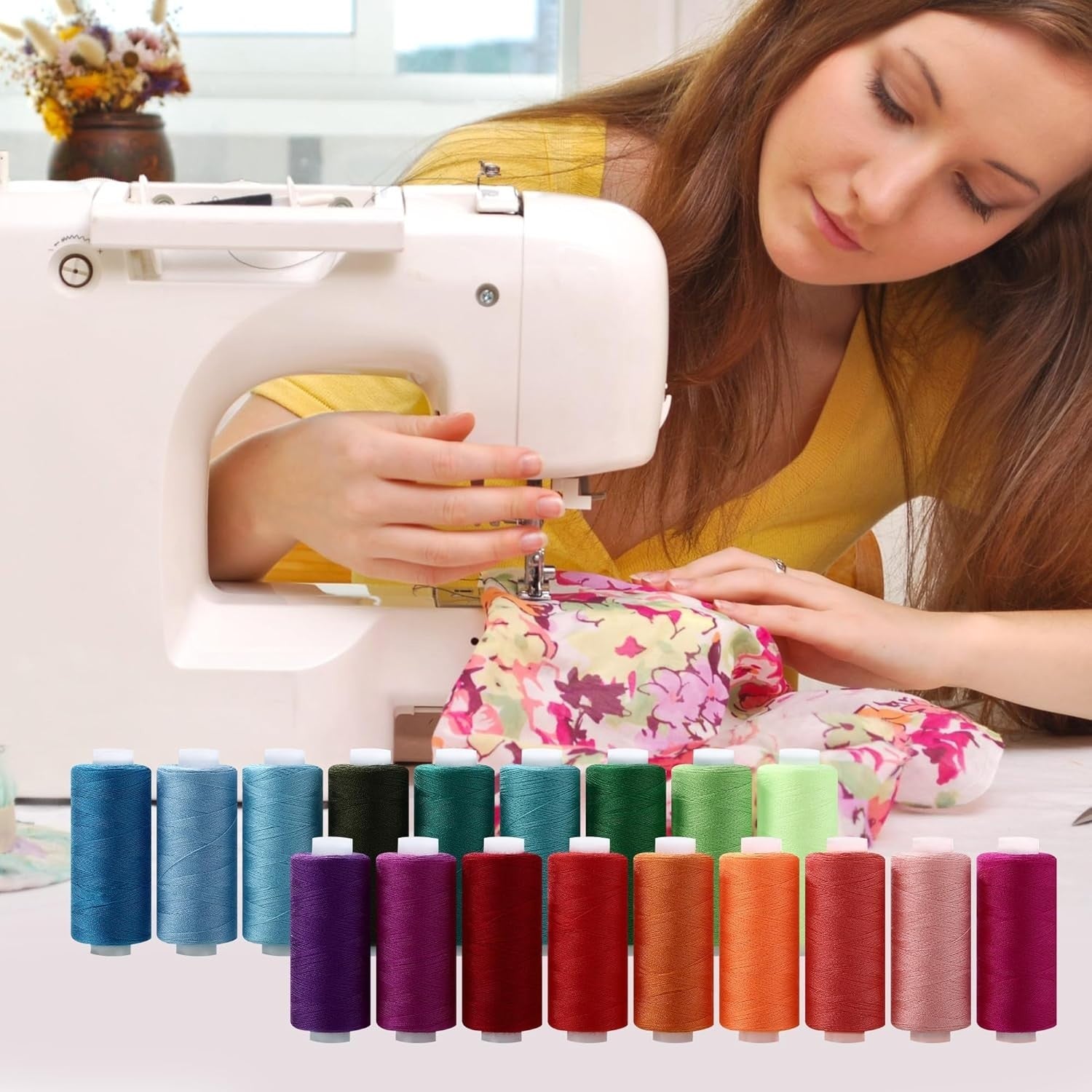 Nähgarn Set 72‑teilig 36 Farben 400 m Polyester Nähgarn für Nähmaschine reißfest