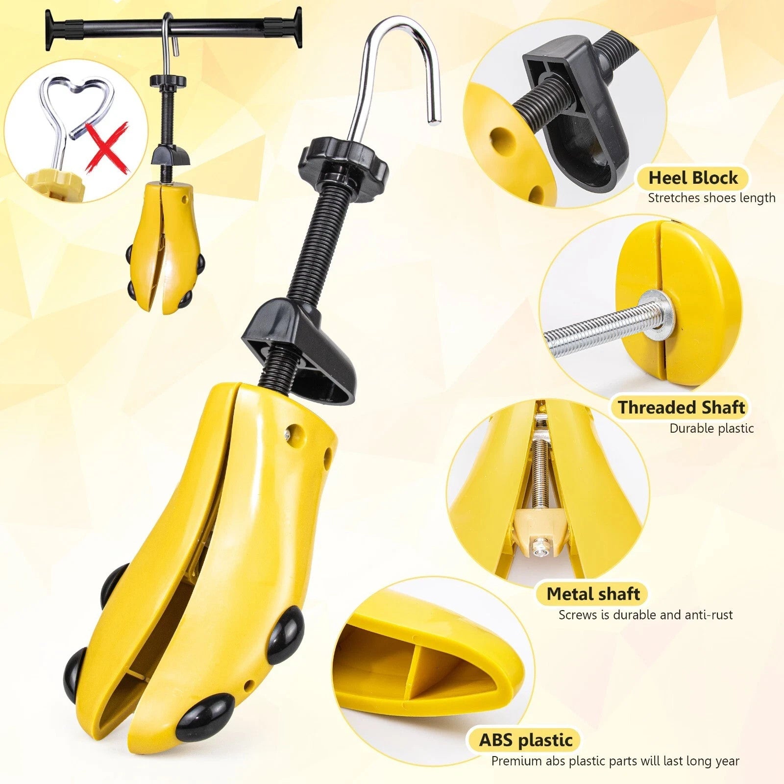 Stretch Schuhspanner 40–47 verstellbar, Schuhdehner Set für enge Schuhe, ABS & Eisen mit Dehnspitzen für Ballenzehen und Druckstellen