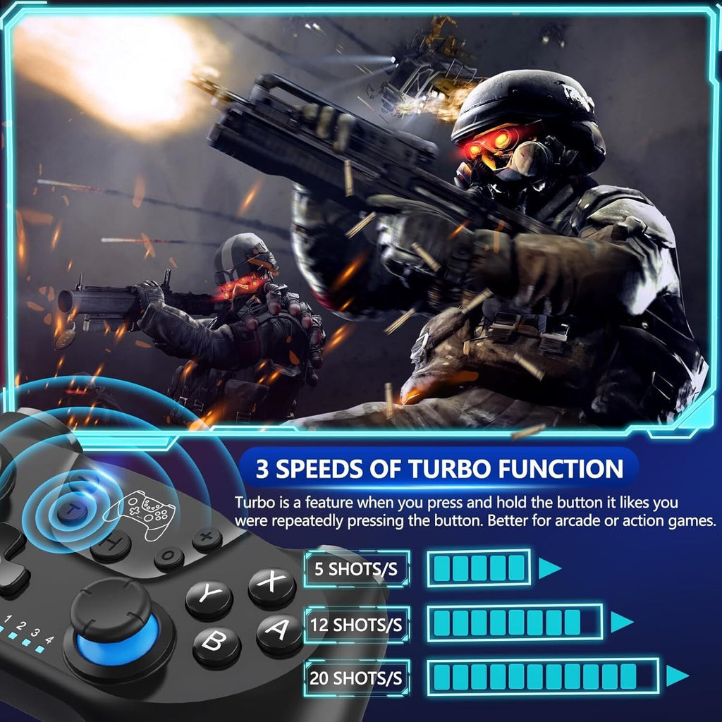 Wireless Controller für Nintendo Switch & Pro PC Bluetooth Gyro TurboVibration 8