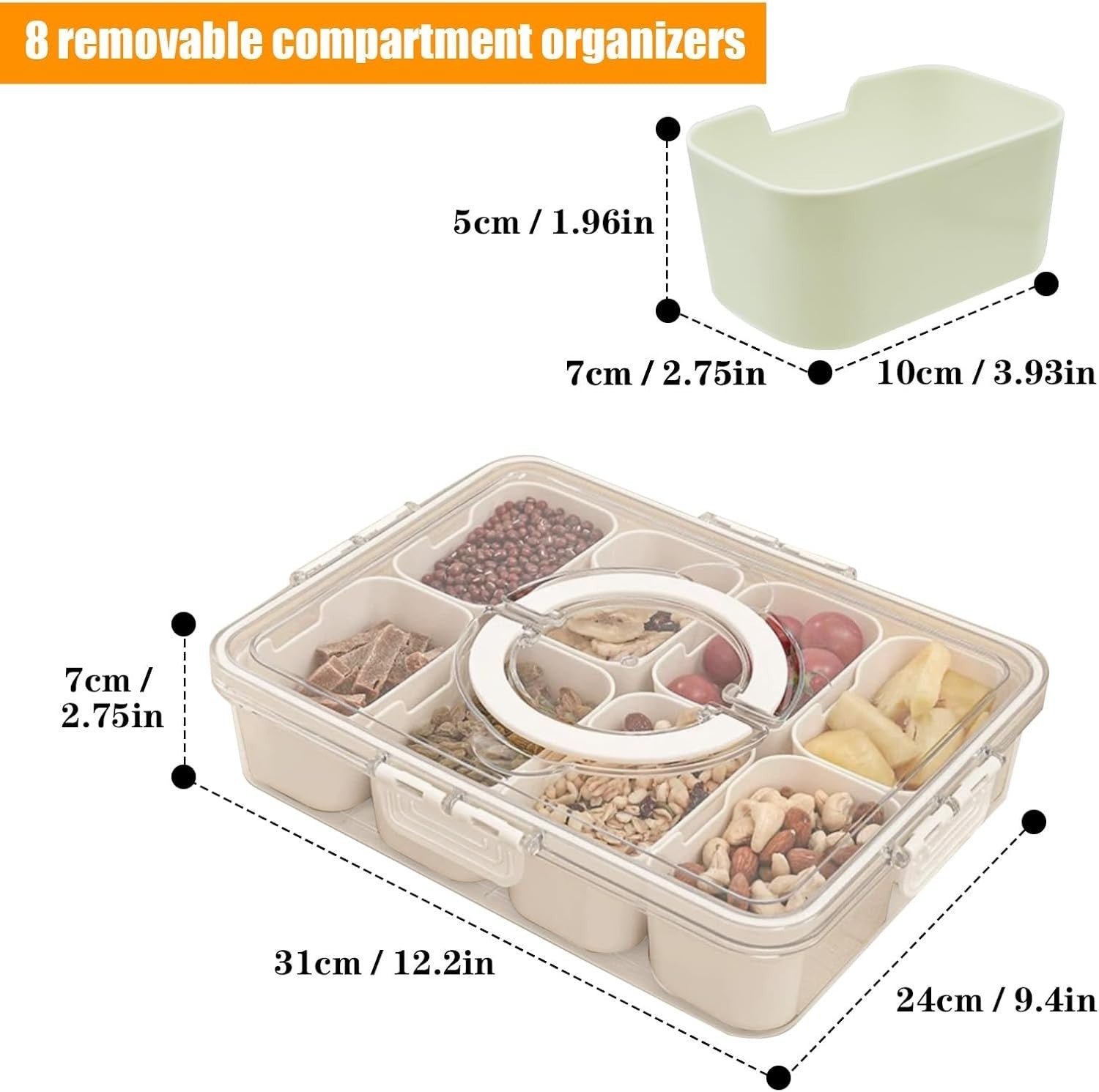 Snackbox mit Deckel 8 Fächer Lebensmittelbox Aufbewahrungsbox Bento Lunchbox