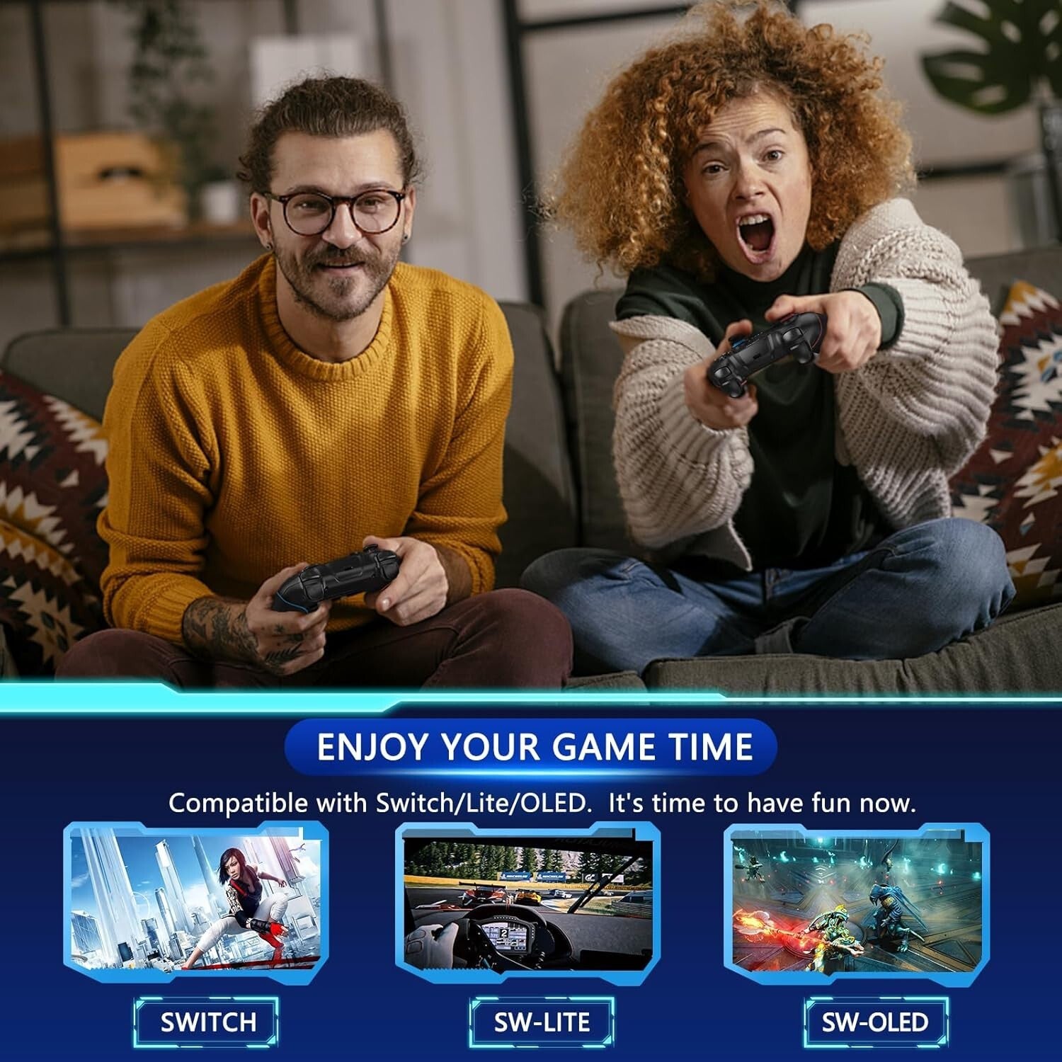 Wireless Controller für Nintendo Switch & Pro PC Bluetooth Gyro TurboVibration 8