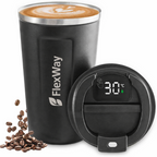 Thermobecher Edelstahl 380 ml mit LED Temperaturanzeige auslaufsicher doppelwandig Vakuum isoliert Coffee to go Becher BPA frei für Büro Auto unterwegs