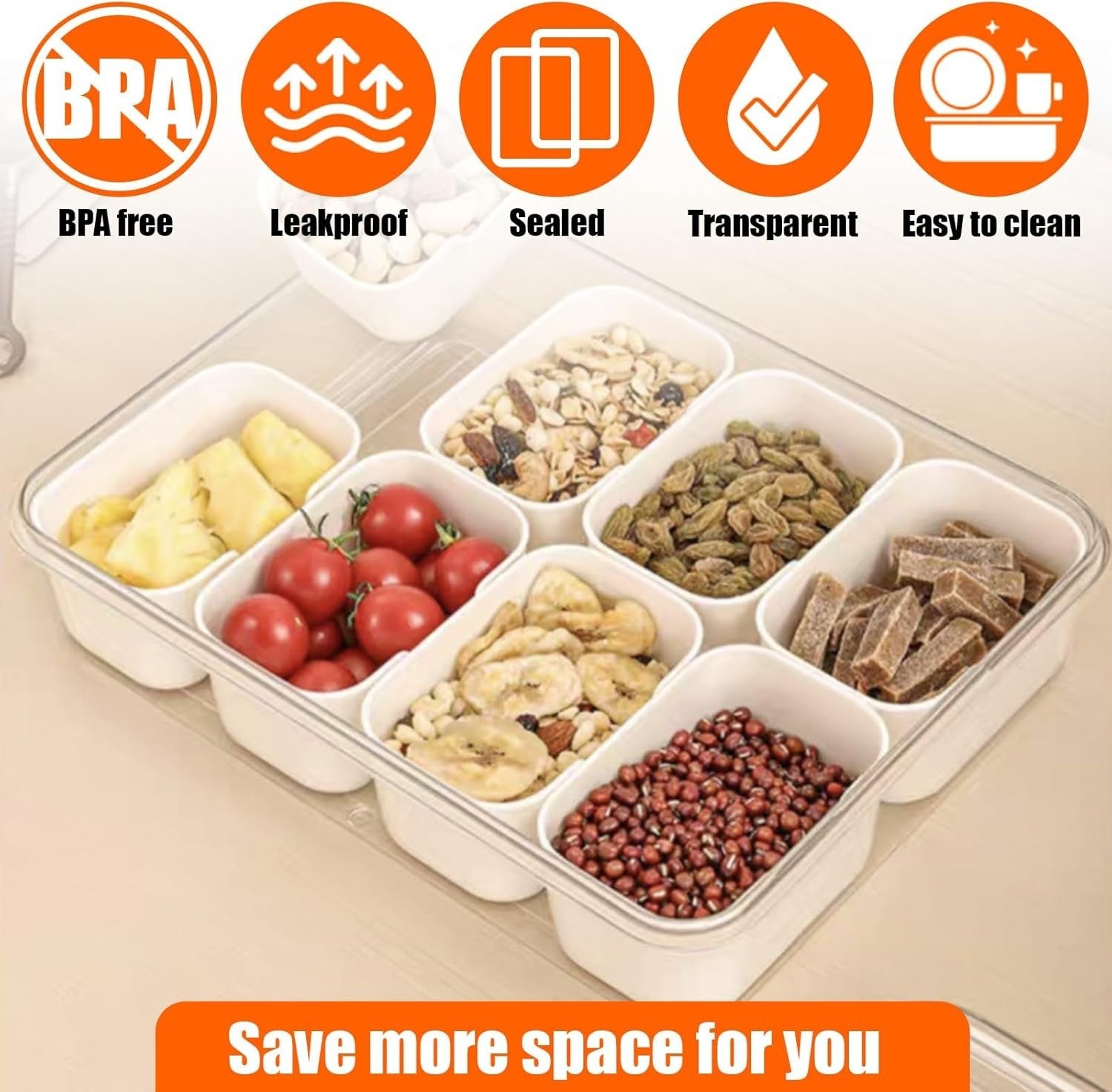Snackbox mit Deckel 8 Fächer Lebensmittelbox Aufbewahrungsbox Bento Lunchbox