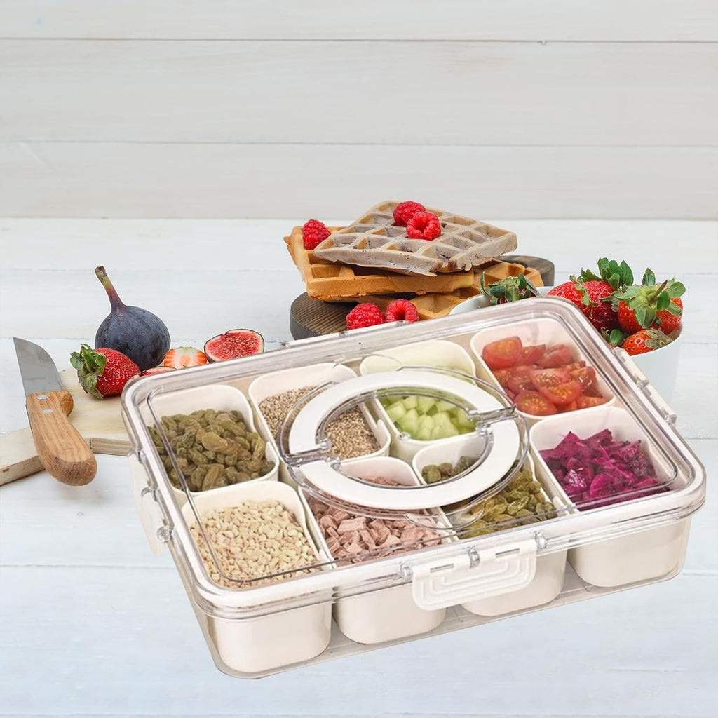 Snackbox mit Deckel 8 Fächer Lebensmittelbox Aufbewahrungsbox Bento Lunchbox