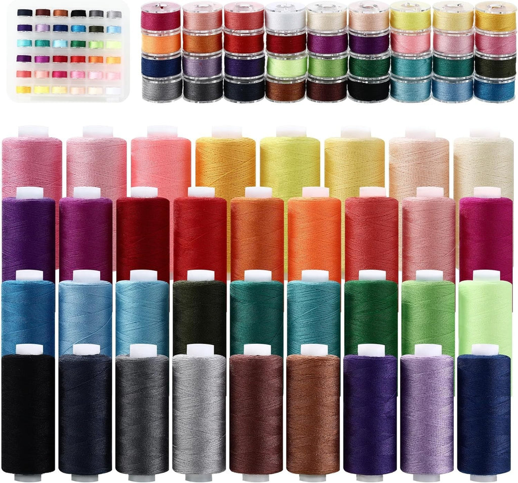 Nähgarn Set 72‑teilig 36 Farben 400 m Polyester Nähgarn für Nähmaschine reißfest