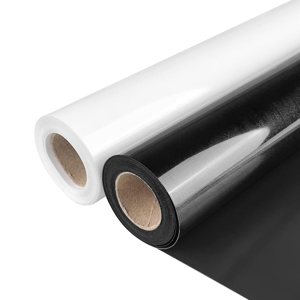 Bügelfolie Flexfolie Textil 2er Set Schwarz Weiß 30,5x4m Plotter + Pinzette