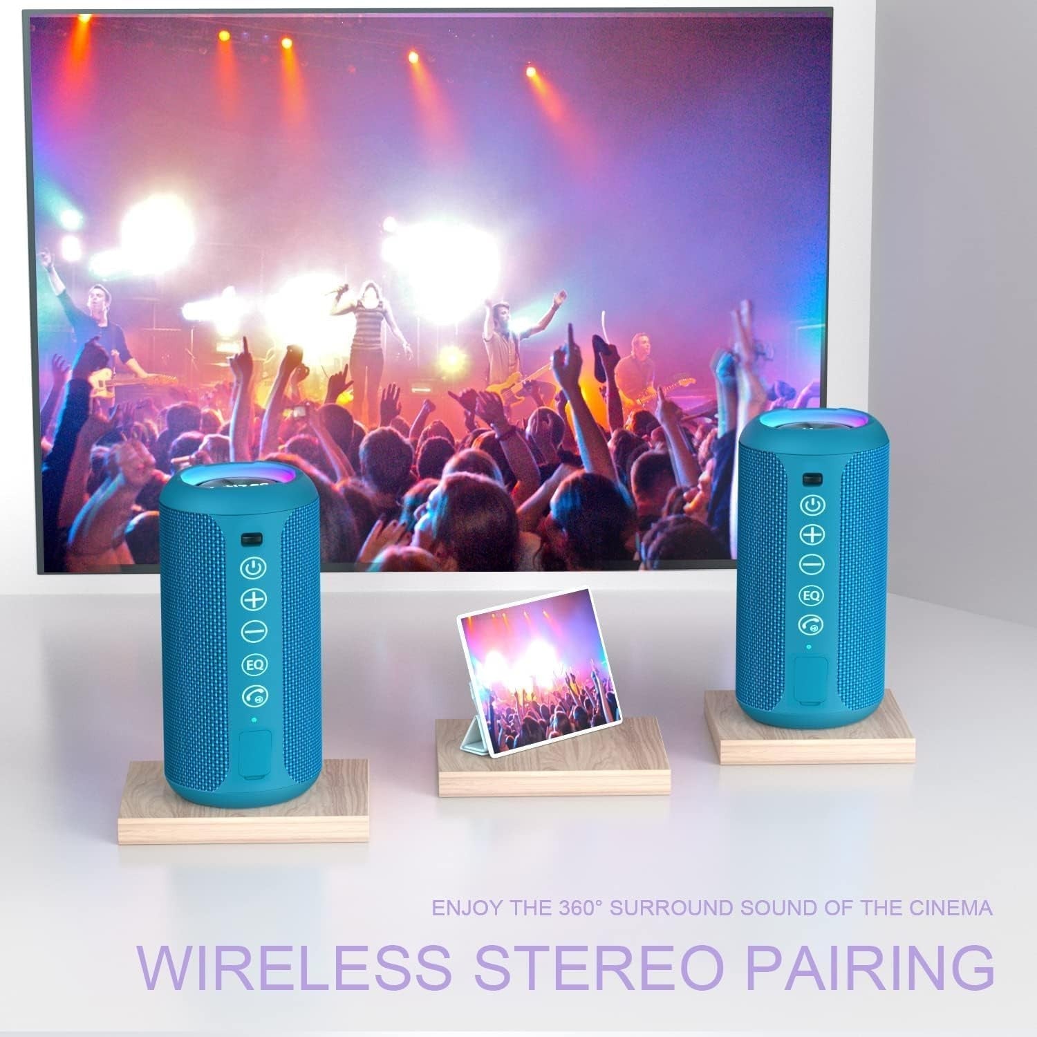 Ortizan Bluetooth Lautsprecher Musikbox 24W IPX7 TWS LED 360° Sound USB 30h Akku