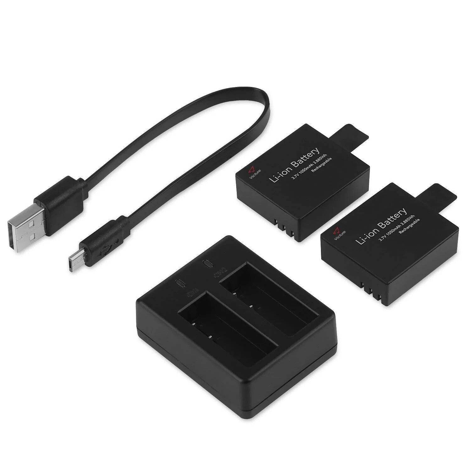 Victure CS8060 Action Kamera Akkus 1050 mAh Lithium-Ionen Dual-Ladegerät Komp.