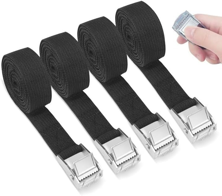 Spanngurte mit Klemmschloss 3m x 25mm Schwarz Spanngurt 4x Set Zurrgurt Ratschen