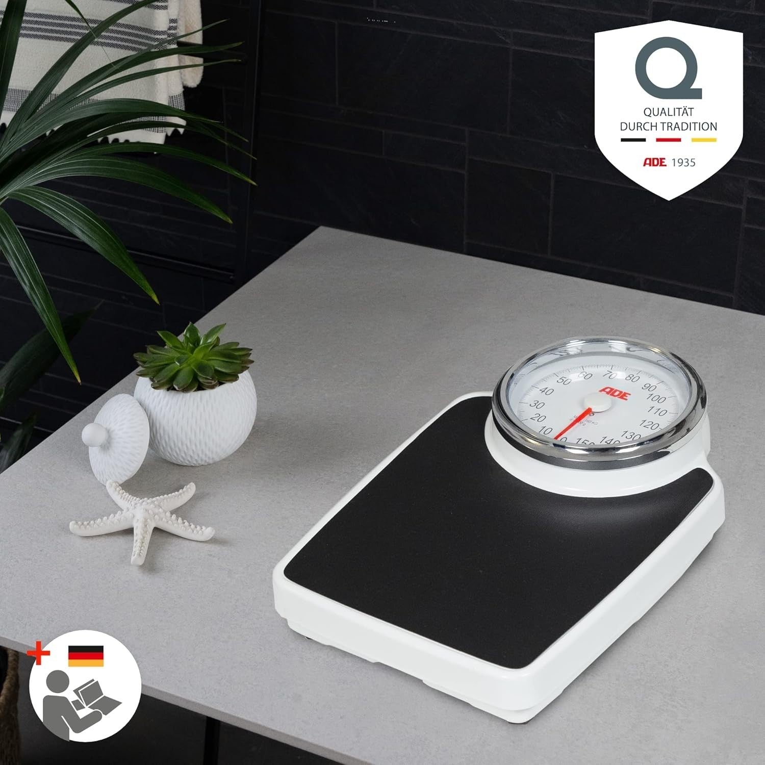 ADE Personenwaage Mechanisch Analog 160 kg XL Badezimmerwaage Retro Design