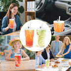 Eiskaffee Gläser 2er Set 600 ml mit Deckel & Strohhalm, transparente Glas Trinkgläser für Eistee, Wasser & Softdrinks